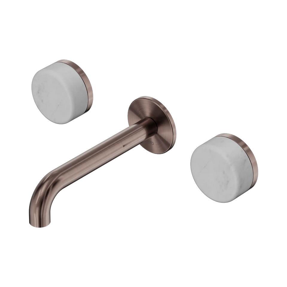 Nero Serenity Wall Basin Set Spout With Carrara Handles