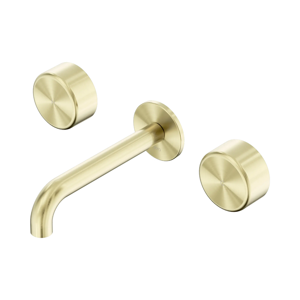 Nero Serenity Wall Basin Set Spout With Nero Metal Handles - Brushed Gold / 160MM (24D040BG)