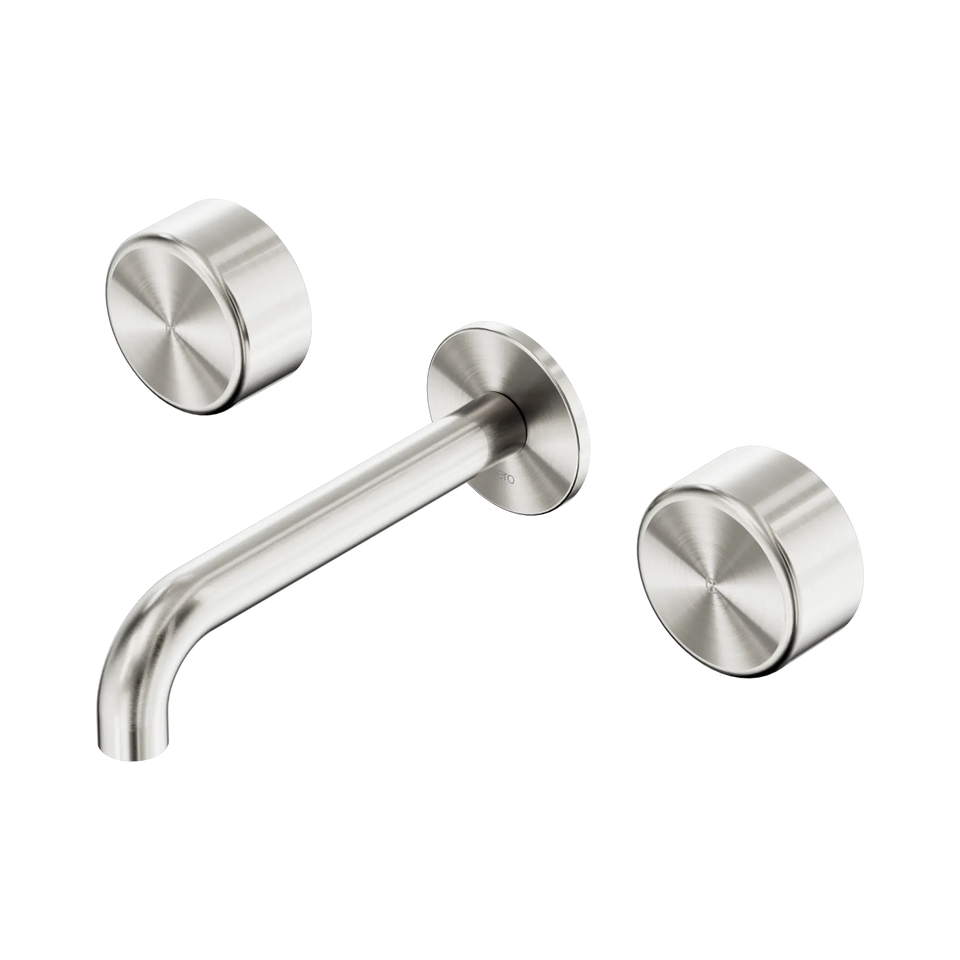 Nero Serenity Wall Basin Set Spout With Nero Metal Handles - Brushed Nickel / 160MM (24D040BN)