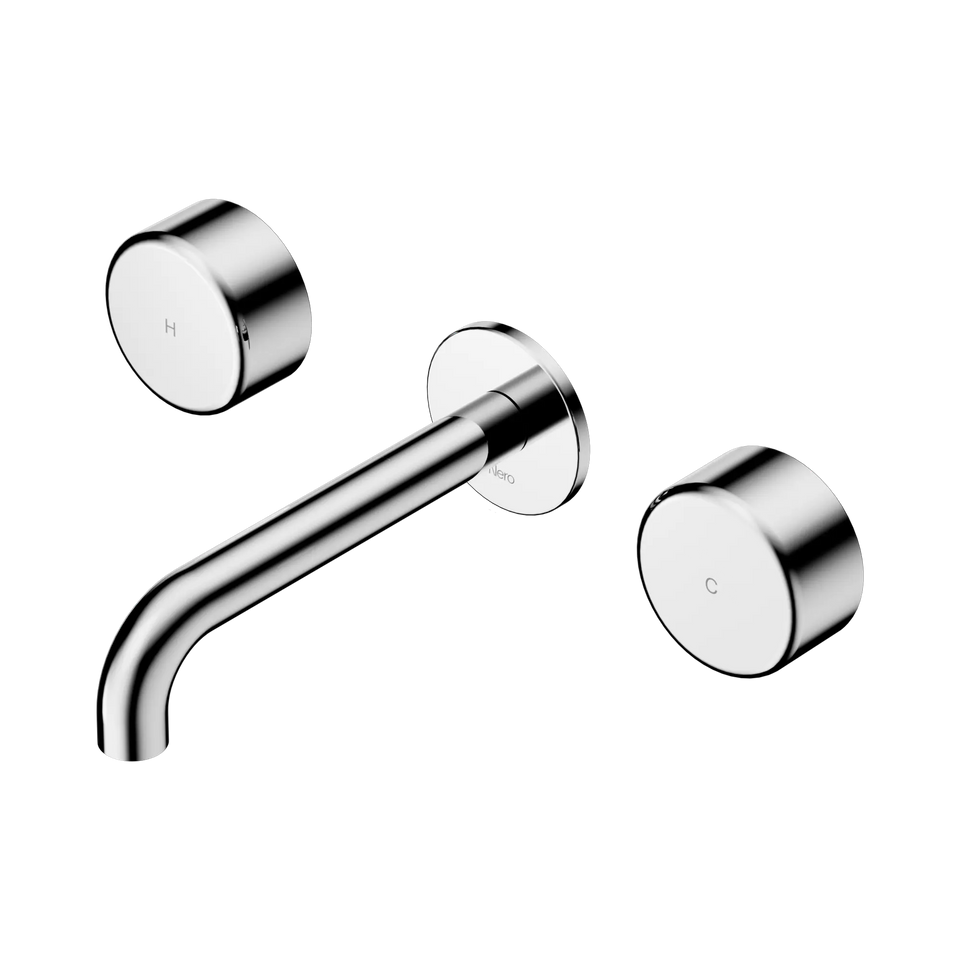 Nero Serenity Wall Basin Set Spout With Nero Metal Handles - Chrome / 160MM (24D040CH)
