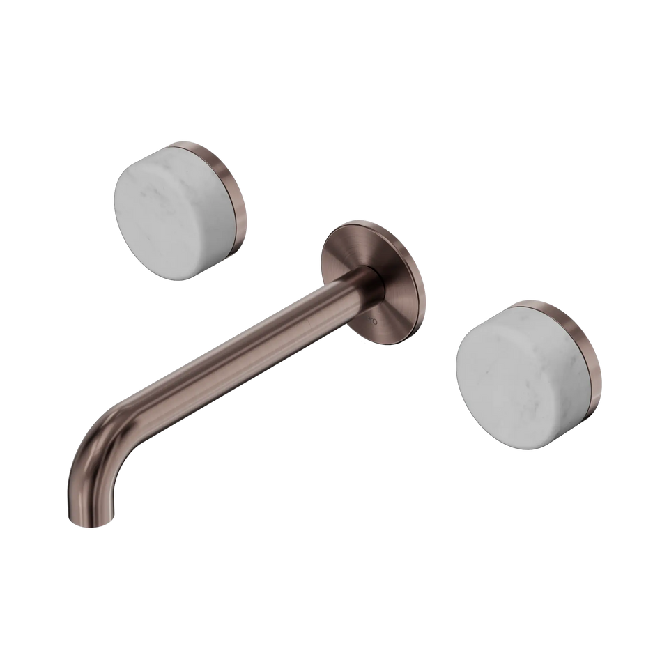 Nero Serenity Wall Basin Set Spout With Carrara Handles - Brushed Bronze / 185MM (24D041BZ)
