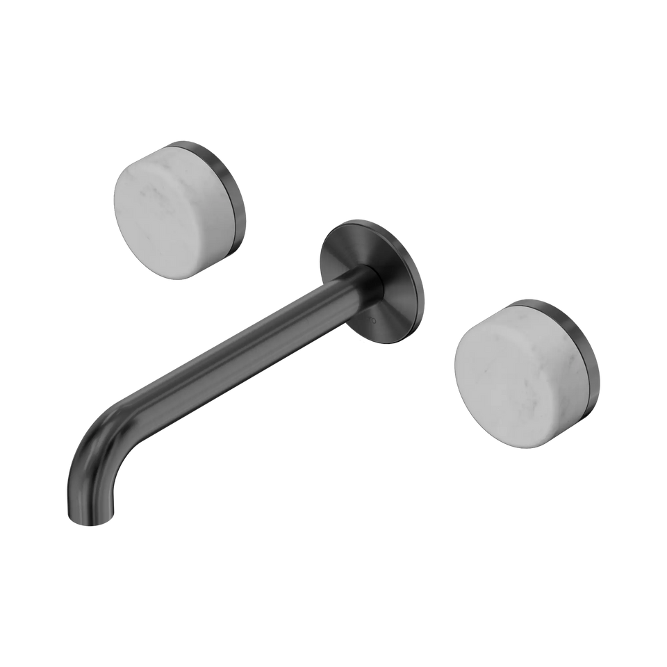 Nero Serenity Wall Basin Set 160/185/220mm Spout With Carrara Handles Gun Metal