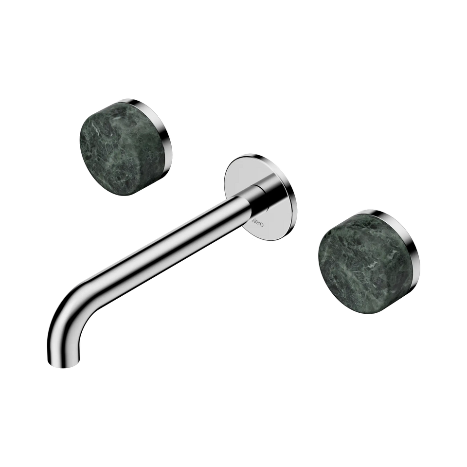 Nero Serenity Wall Basin Set Spout With Verde Alpi Handles - Chrome / 185MM (24D042CH)