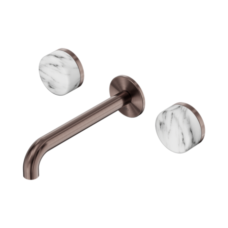 Nero Serenity Wall Basin Set Spout With Arabescato Corchia Handles