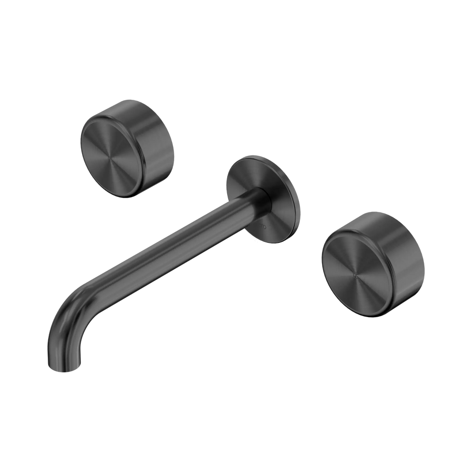 Nero Serenity Wall Basin Set Spout With Nero Metal Handles - Gun Metal / 185MM (24D046GM)