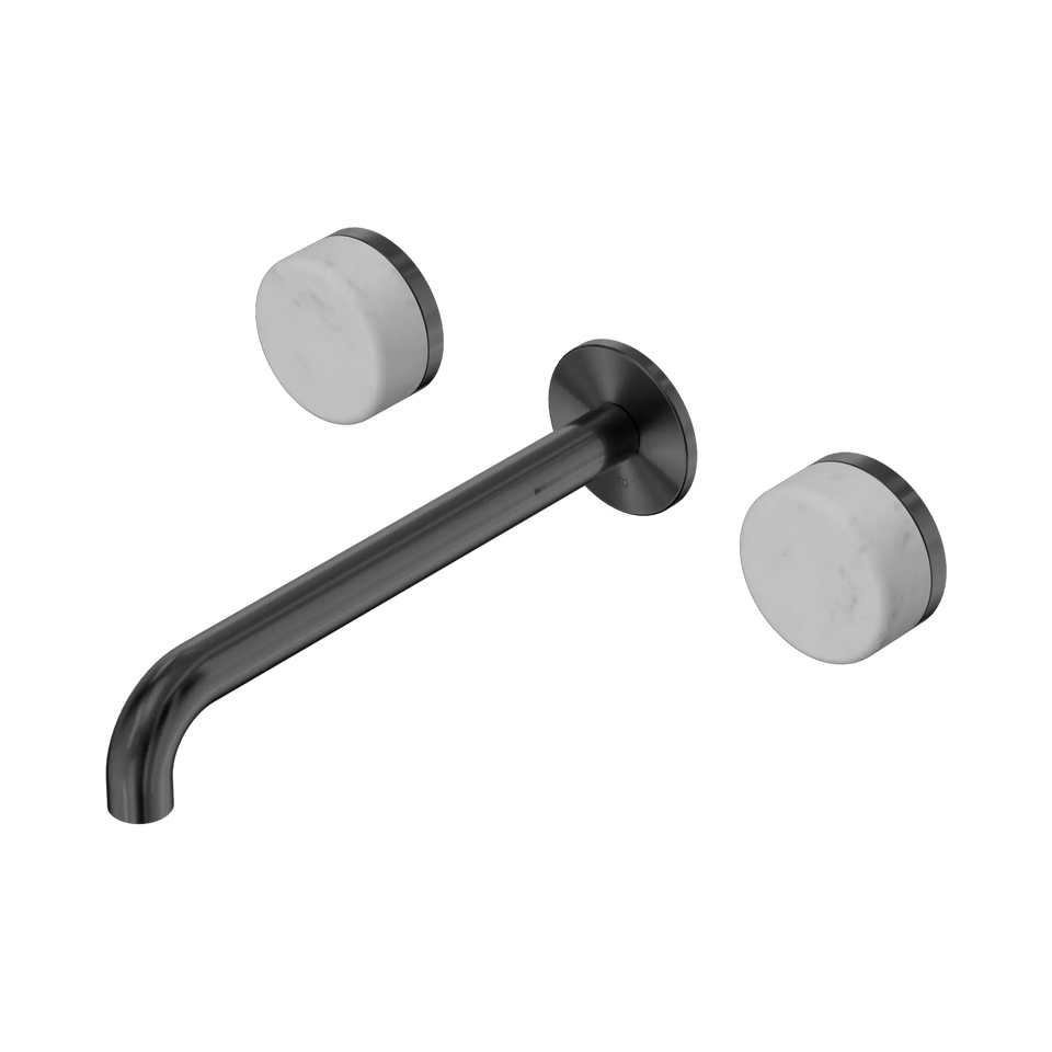 Nero Serenity Wall Basin Set 160/185/220mm Spout With Carrara Handles Gun Metal