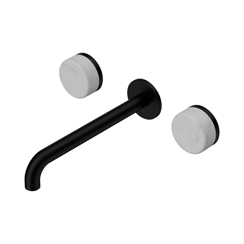 Nero Serenity Wall Basin Set 160/185/220mm Spout With Carrara Handles Matte Black