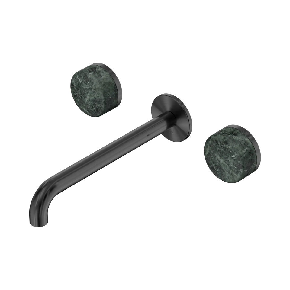 Nero Serenity Wall Basin Set Spout With Verde Alpi Handles - Gun Metal / 220MM (24D048GM)