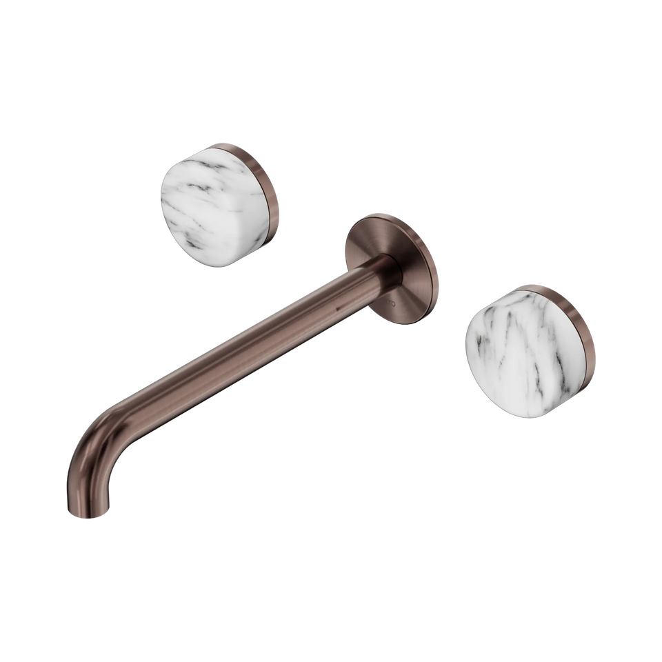 Nero Serenity Wall Basin Set Spout With Arabescato Corchia Handles
