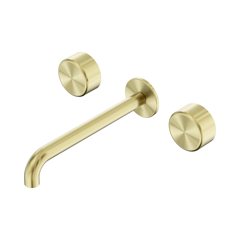 Nero Serenity Wall Basin Set Spout With Nero Metal Handles - Brushed Gold / 220MM (24D052BG)