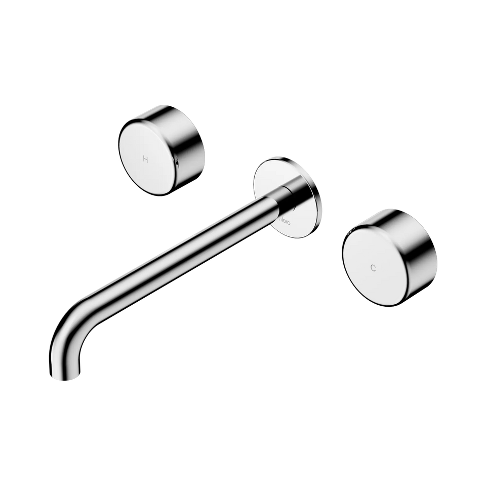 Nero Serenity Wall Basin Set Spout With Nero Metal Handles - Chrome / 220MM (24D052CH)