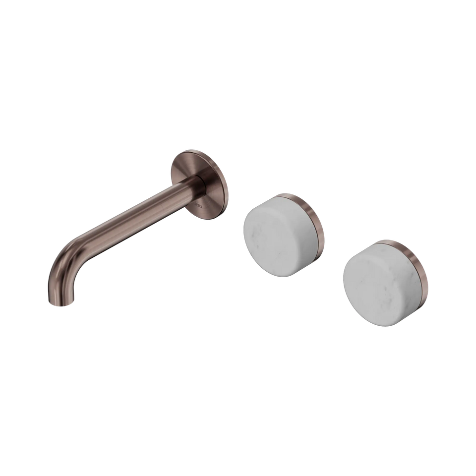 Nero Serenity Wall Basin/Bath Set Offset Spout With Carrara Handles