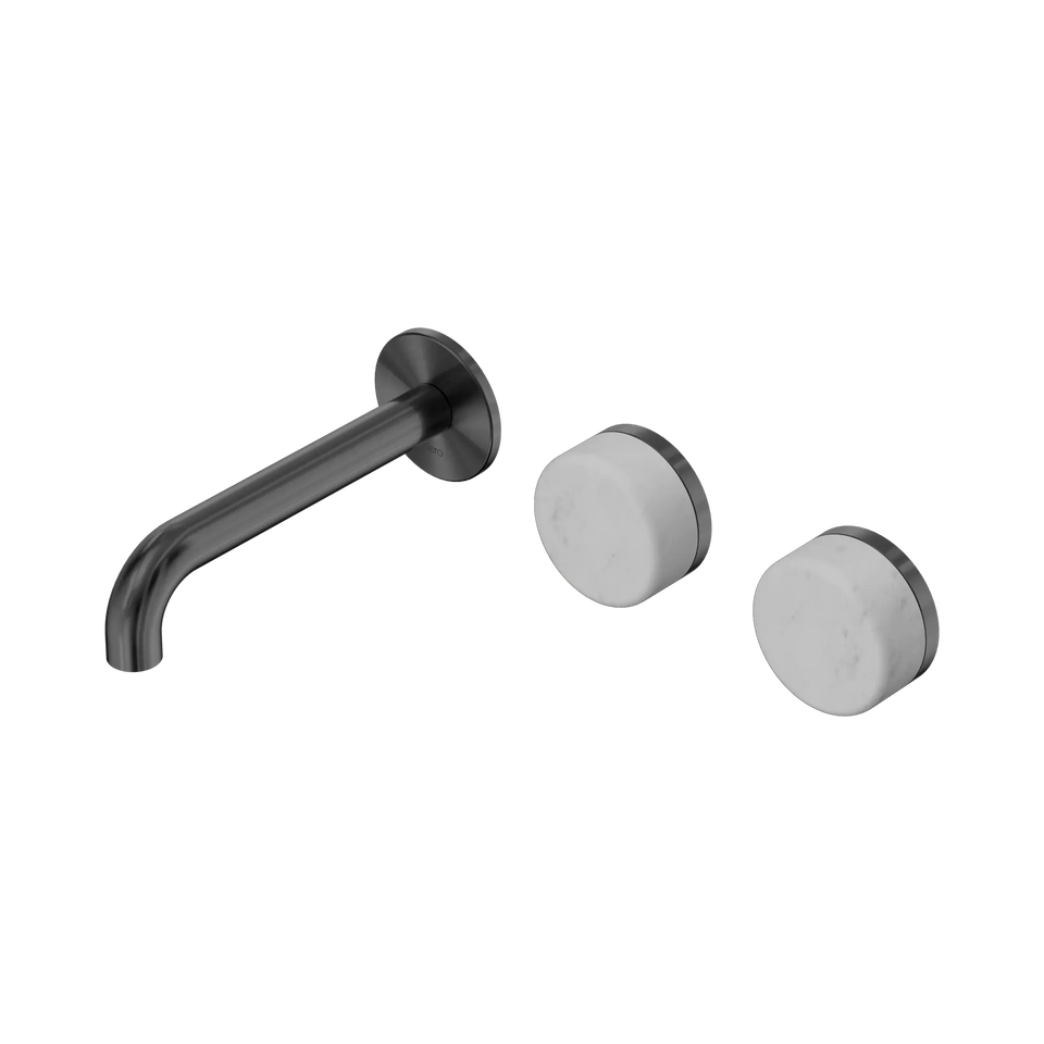 Nero Serenity Wall Basin/Bath Set Offset Spout With Carrara Handles - Gun Metal / 160MM (24D053GM)