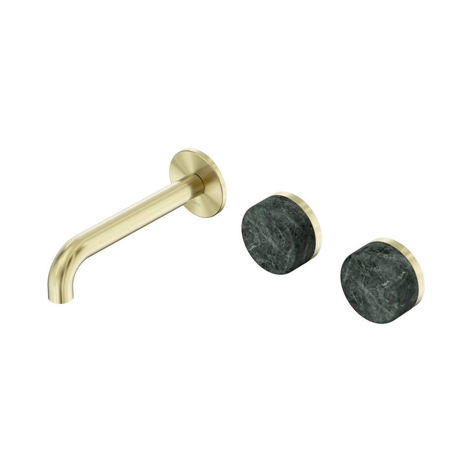 Nero Serenity Wall Basin/Bath Set 160/185/220mm Offset Spout With Verde Alpi