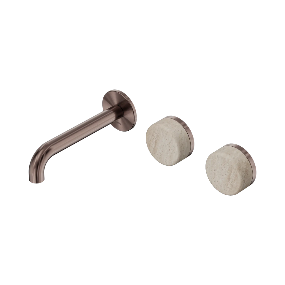 Nero Serenity Wall Basin/Bath Set Offset Spout With Rome Travertine