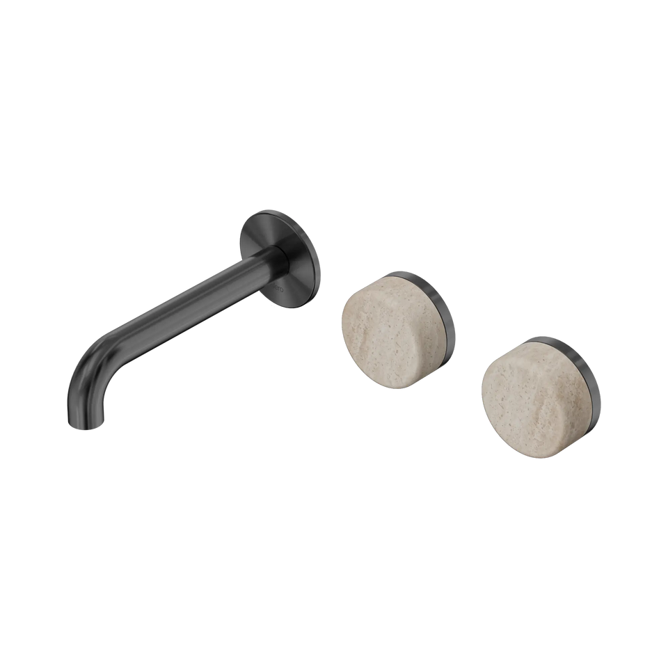 Nero Serenity Wall Basin/Bath Set Offset Spout With Rome Travertine - Gun Metal / 160MM (24D055GM)