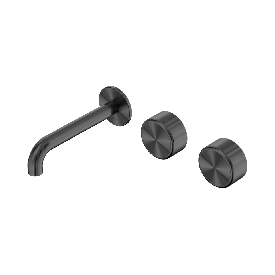Nero Serenity Wall Basin/Bath Set Offset Spout With Metal Handles - Gun Metal / 160MM (24D058GM)