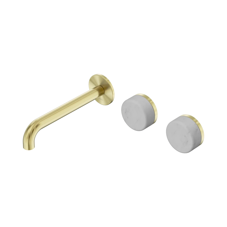 Nero Serenity Wall Basin/Bath Set Offset Spout With Carrara Handles - Brushed Gold / 185MM (24D059BG)