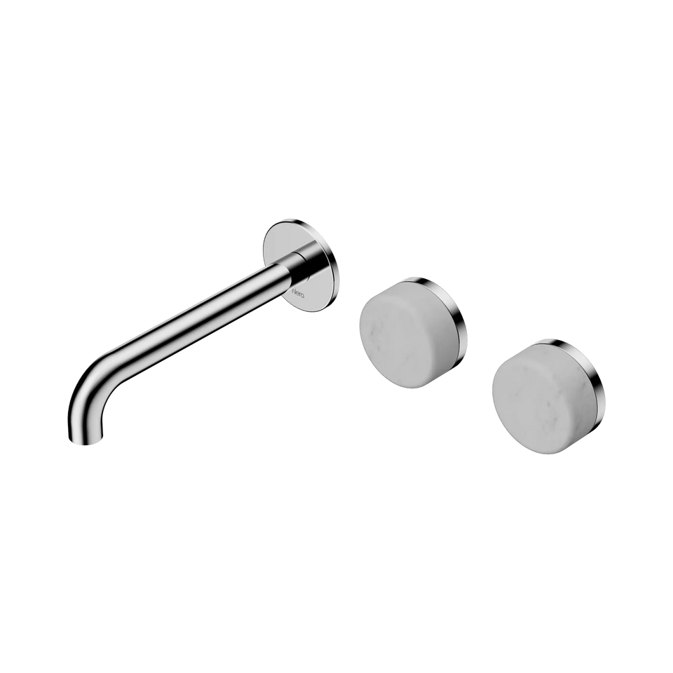 Nero Serenity Wall Basin/Bath Set Offset Spout With Carrara Handles - Chrome / 185MM (24D059CH)