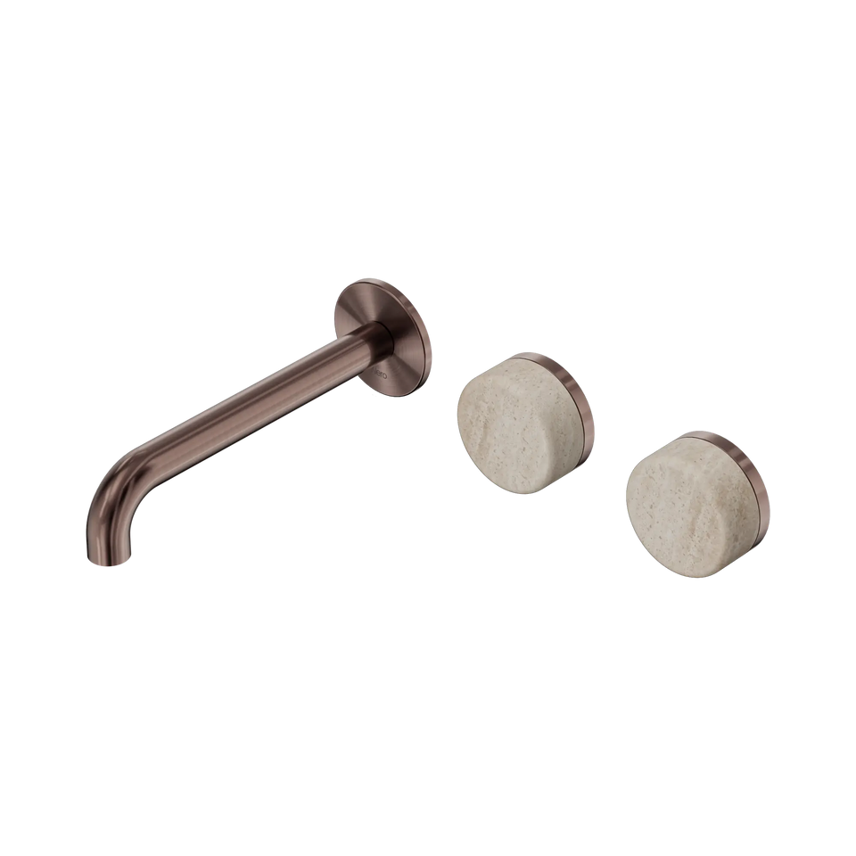 Nero Serenity Wall Basin/Bath Set Offset Spout With Rome Travertine - Brushed Bronze / 185MM (24D061BZ)