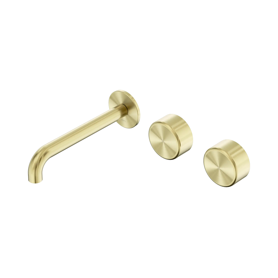 Nero Serenity Wall Basin/Bath Set Offset Spout With Metal Handles - Brushed Gold / 185MM (24D064BG)