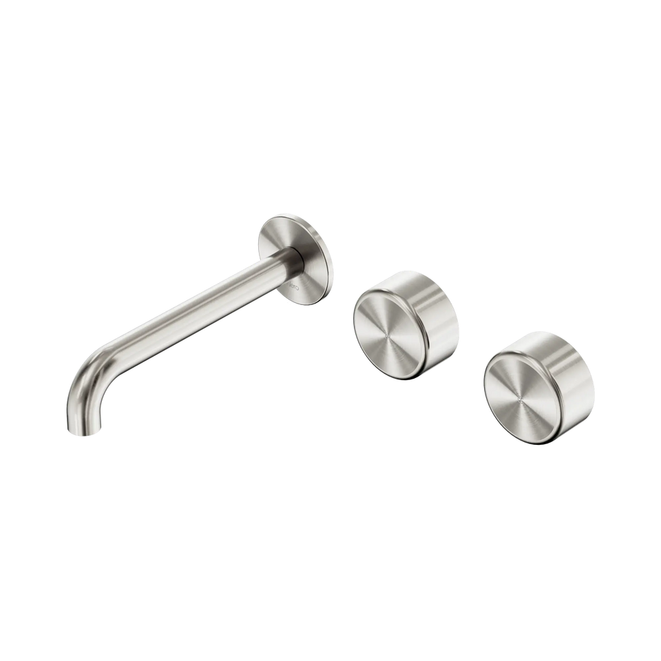 Nero Serenity Wall Basin/Bath Set Offset Spout With Metal Handles - Brushed Nickel / 185MM (24D064BN)