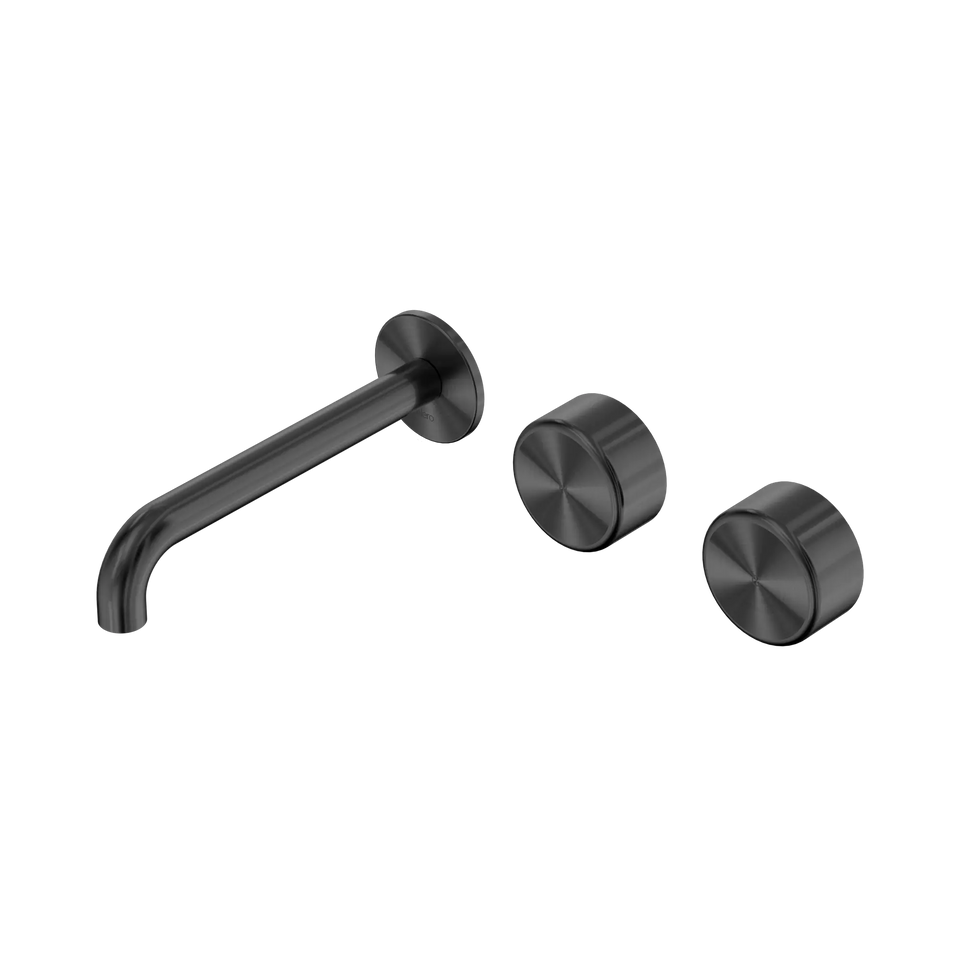 Nero Serenity Wall Basin/Bath Set Offset Spout With Metal Handles - Gun Metal / 185MM (24D064GM)