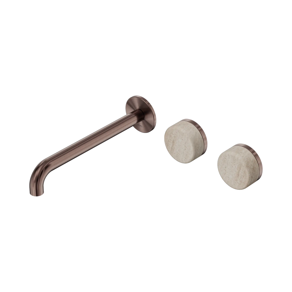 Nero Serenity Wall Basin/Bath Set Offset Spout With Rome Travertine - Brushed Bronze / 220MM (24D067BZ)