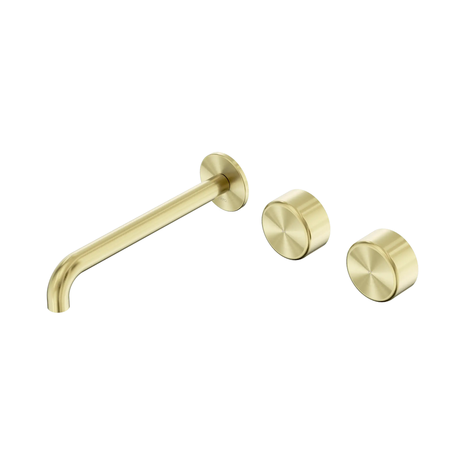 Nero Serenity Wall Basin/Bath Set Offset Spout With Metal Handles - Brushed Gold / 220MM (24D070BG)