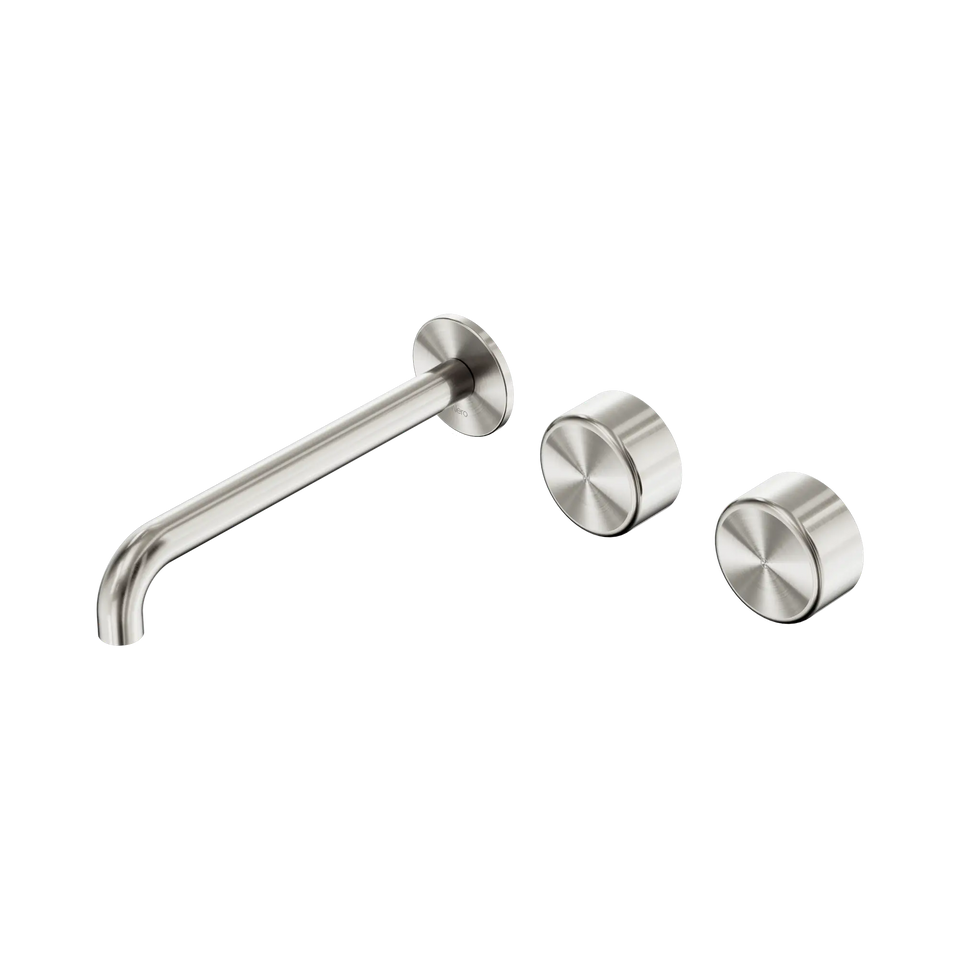 Nero Serenity Wall Basin/Bath Set Offset Spout With Metal Handles - Brushed Nickel / 220MM (24D070BN)