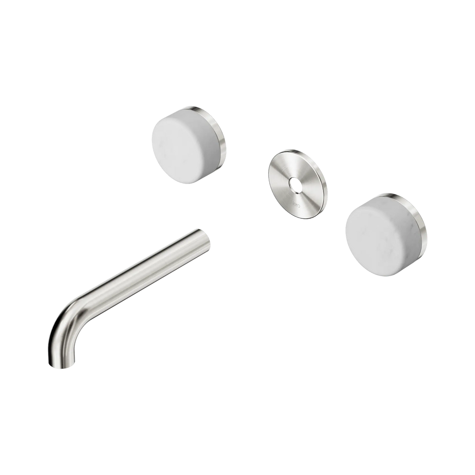Nero Serenity Wall Basin Set 160/185/220mm Spout With Carrara Handle Trim Kit Only Brushed Nickel