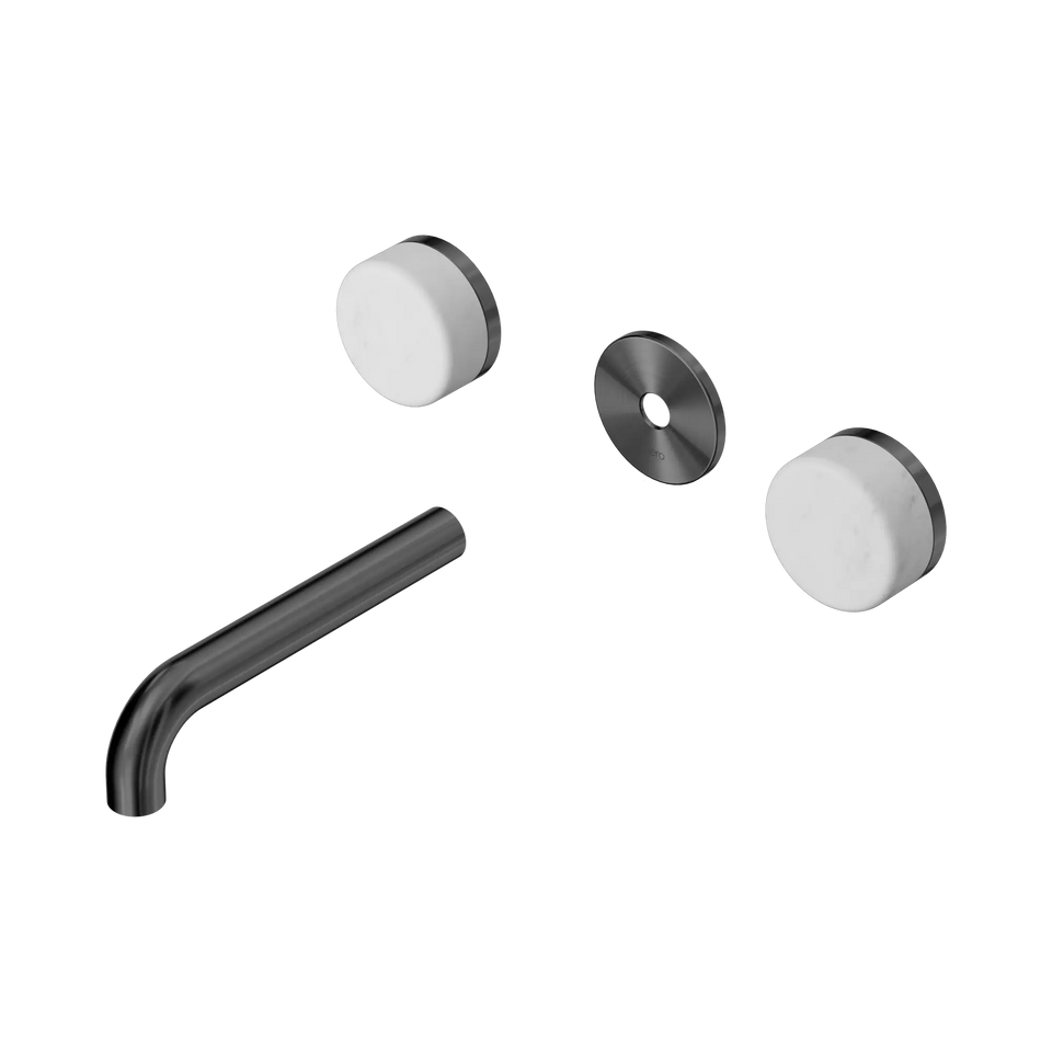 Nero Serenity Wall Basin Set 160/185/220mm Spout With Carrara Handle Trim Kit Only Gun Metal