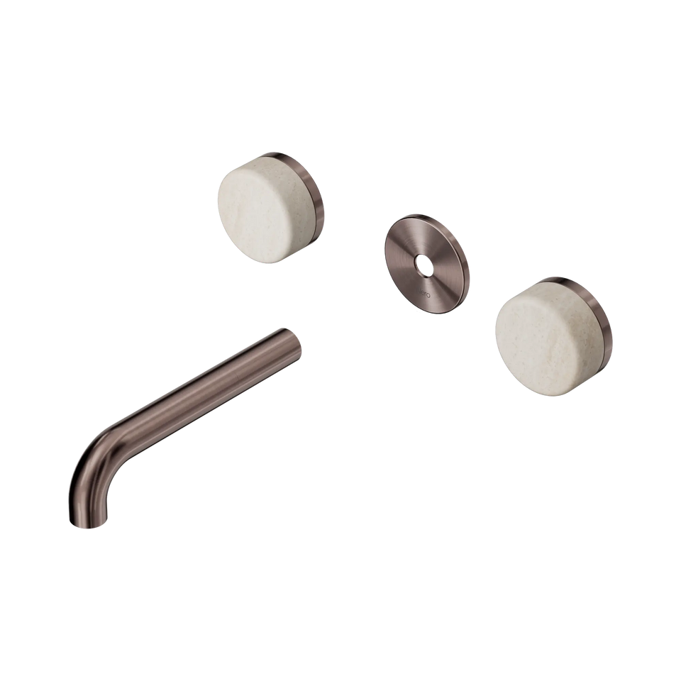Nero Serenity Wall Basin Set Spout With Rome Travertine Handle Trim Kit Only