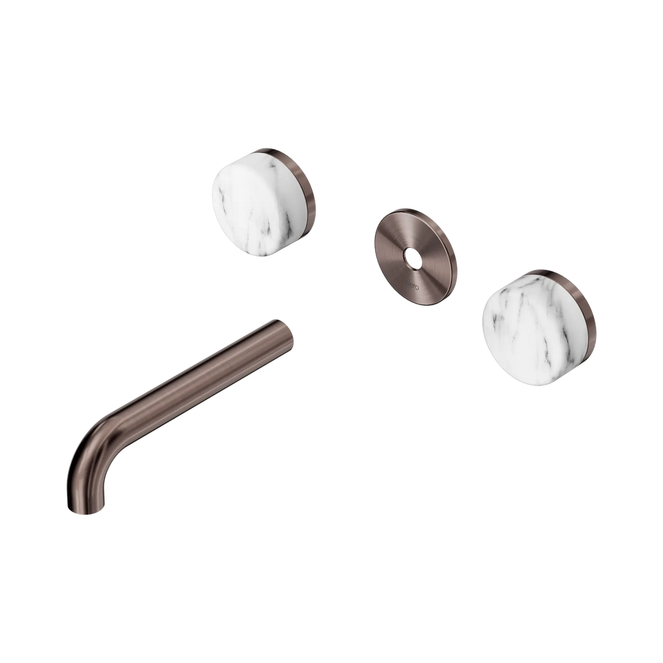 Nero Serenity Wall Basin Set Spout With Arabescato Corchia Handle Trim Kit Only