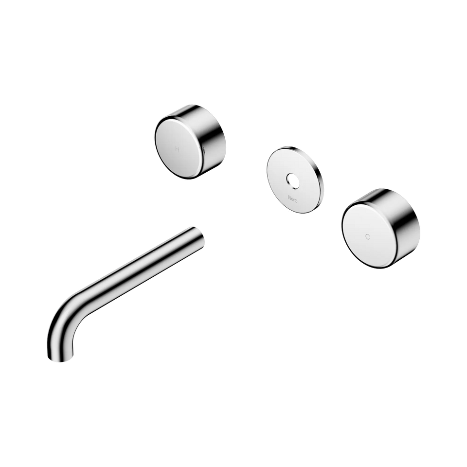 Nero Serenity Wall Basin Set 160/185/220mm Spout With Metal Handle Trim Kit Only Chrome