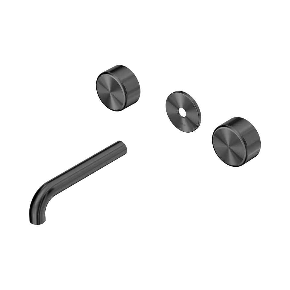 Nero Serenity Wall Basin Set Spout With Metal Handle Trim Kit Only - Gun Metal / 160MM (24D079GM)
