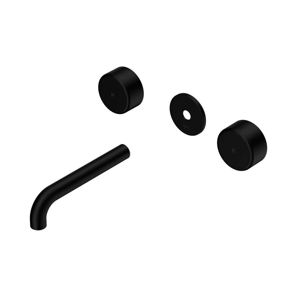 Nero Serenity Wall Basin Set Spout With Metal Handle Trim Kit Only - Matte Black / 160MM (24D079MB)