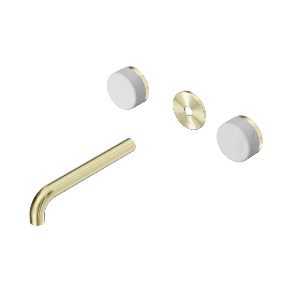 Nero Serenity Wall Basin Set Spout With Carrara Handle Trim Kit Only - Brushed Gold / 185MM (24D080BG)