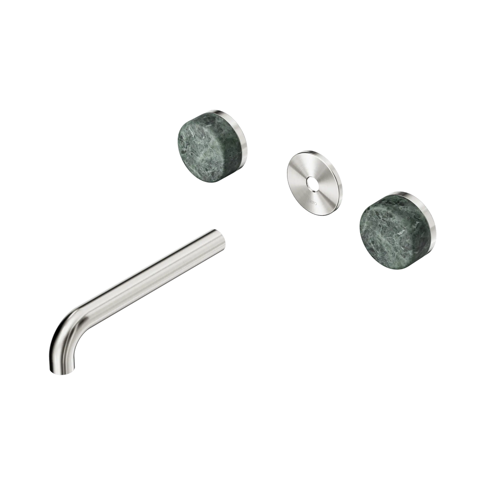 Nero Serenity Wall Basin Set 160/185/220mm Spout With Verde Alpi Handle Trim Kit Only Brushed NIckel