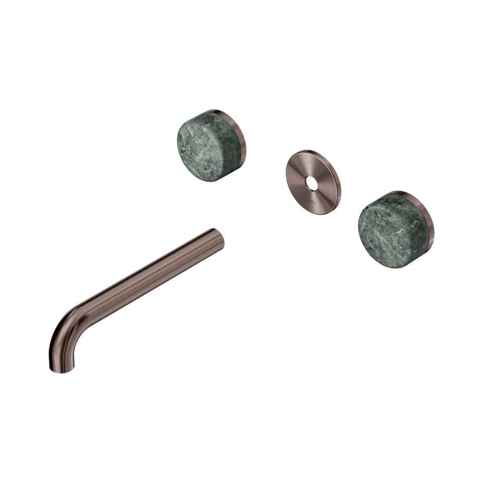Nero Serenity Wall Basin Set 160/185/220mm Spout With Verde Alpi Handle Trim Kit Only Brushed Bronze