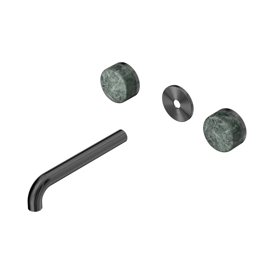 Nero Serenity Wall Basin Set 160/185/220mm Spout With Verde Alpi Handle Trim Kit Only Gun Metal