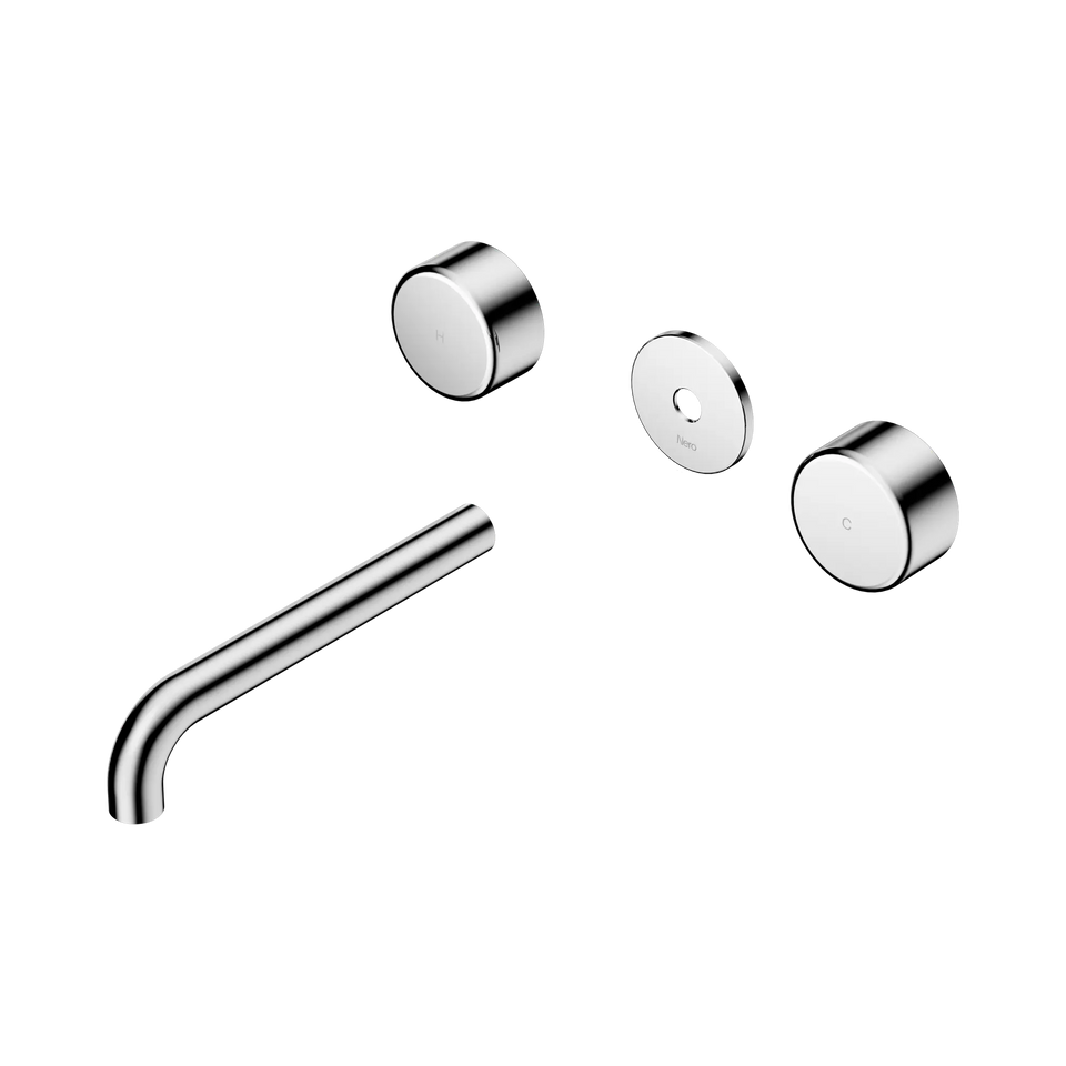 Nero Serenity Wall Basin Set Spout With Metal Handle Trim Kit Only - Chrome / 185MM (24D085CH)