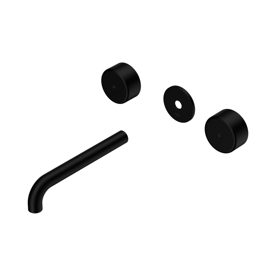 Nero Serenity Wall Basin Set Spout With Metal Handle Trim Kit Only - Matte Black / 185MM (24D085MB)