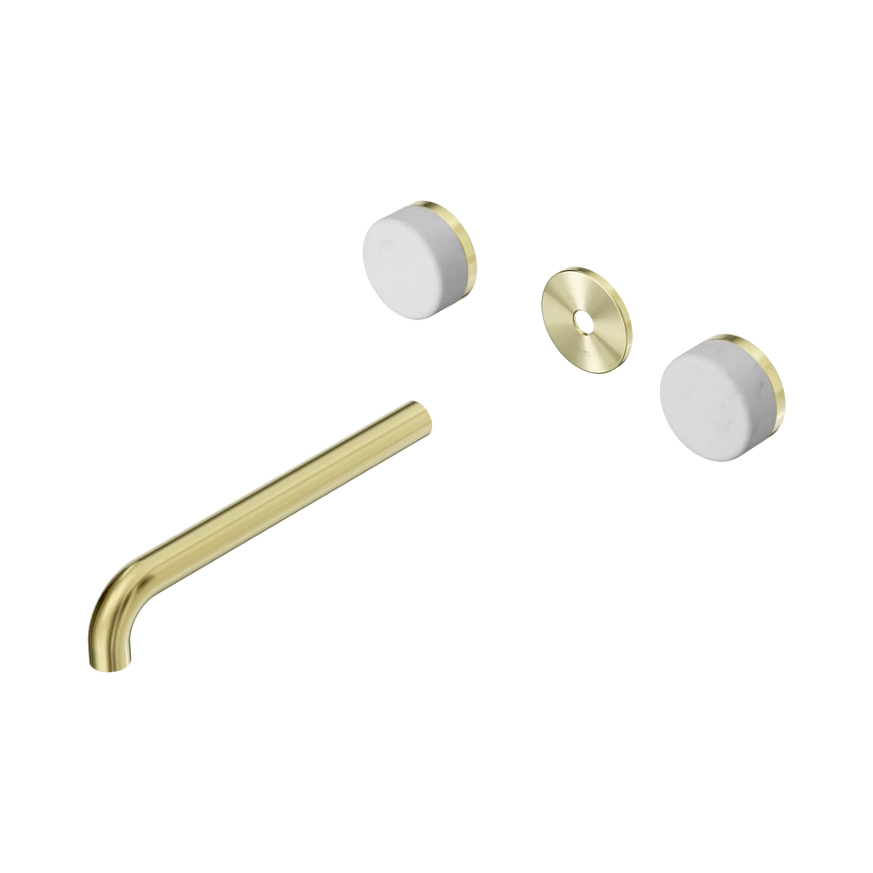 Nero Serenity Wall Basin Set 160/185/220mm Spout With Carrara Handle Trim Kit Only Brushed Gold