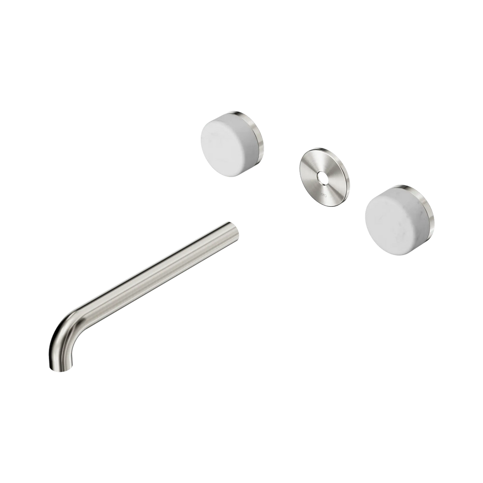 Nero Serenity Wall Basin Set Spout With Carrara Handle Trim Kit Only - Brushed Nickel / 220MM (24D086BN)