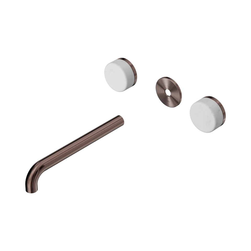 Nero Serenity Wall Basin Set Spout With Carrara Handle Trim Kit Only - Brushed Bronze / 220MM (24D086BZ)