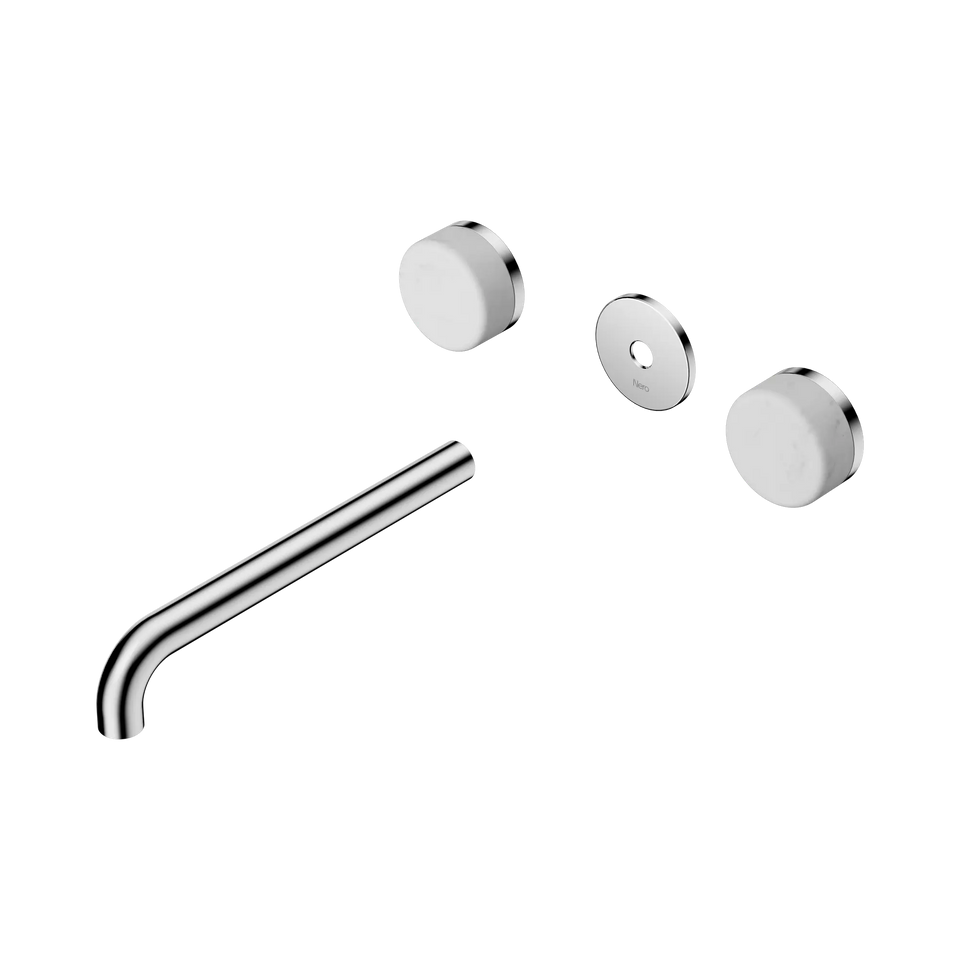 Nero Serenity Wall Basin Set Spout With Carrara Handle Trim Kit Only - Chrome / 220MM (24D086CH)