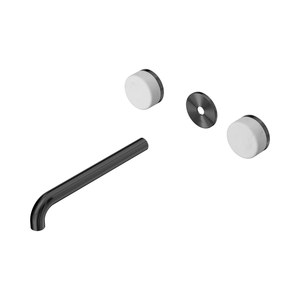 Nero Serenity Wall Basin Set Spout With Carrara Handle Trim Kit Only - Gun Metal / 220MM (24D086GM)
