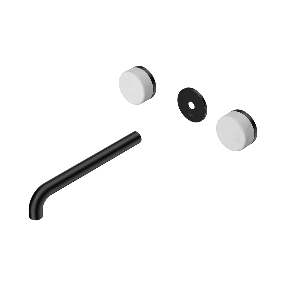 Nero Serenity Wall Basin Set 160/185/220mm Spout With Carrara Handle Trim Kit Only Matte Black