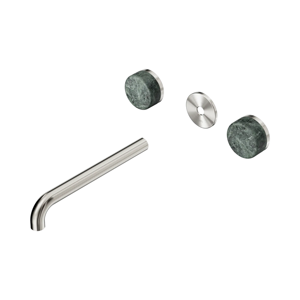 Nero Serenity Wall Basin Set 160/185/220mm Spout With Verde Alpi Handle Trim Kit Only Brushed NIckel